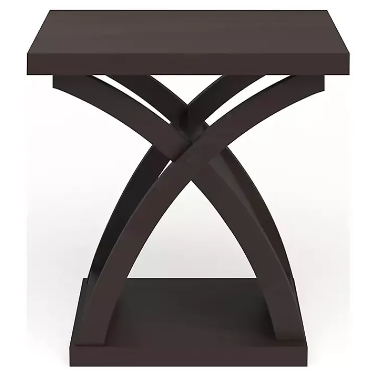 Kirklands Home Accent & End Tables|Espresso Wood X-Base Side Table Brown