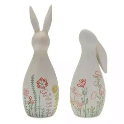 Clearance Etched Floral Bunny Statues, Set of 2 Easter Decorations