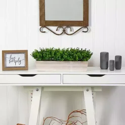 New Eucalyptus Arrangement in Wide Wooden Planter Arrangements & Greenery