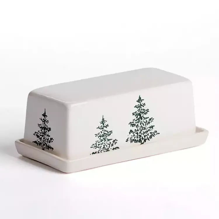 Kirklands Home Serving & Entertaining|Evergreen Ceramic Butter Dish