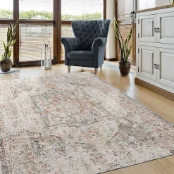 Kirklands Home Outdoor Rugs|Faded Turkish Indoor/Outdoor Area Rug, 7x9 Ivory