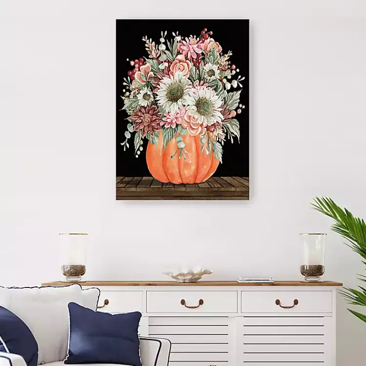 Best Fall Bouquet & Pumpkin Canvas Art Print, 24x32 in. Fall