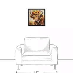 Discount Fall Floral Highland Cow Framed Canvas Art Print Fall