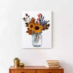 Online Fall Floral in Mason Jar Canvas Art Print Fall