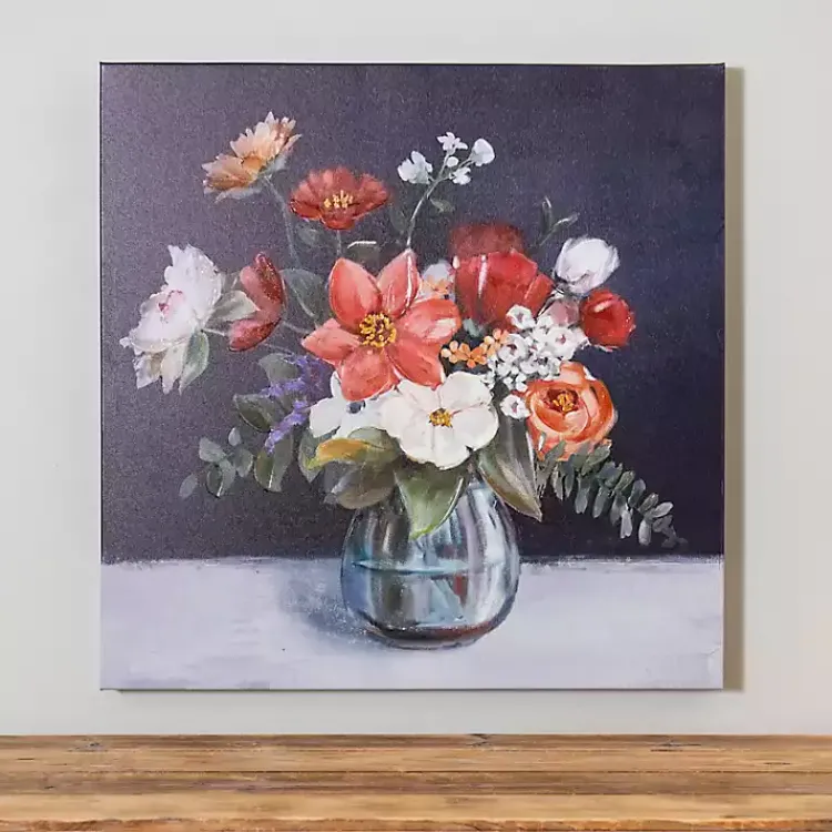 Kirklands Home Canvas Art|Fall Floral Vase Canvas Art Print Blue