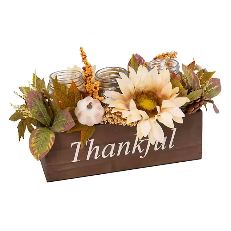 Outlet Fall Foliage Candle Mix in Wooden Thankful Box Arrangements & Greenery