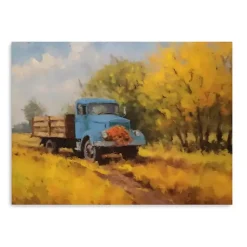 Discount Fall Truck in Field Canvas Art Print, 24x18 in. Fall