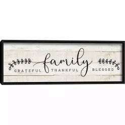 Kirklands Home Wall Quotes & Signs|Family Thankful Grateful Blessed Wood Wall Plaque Tan