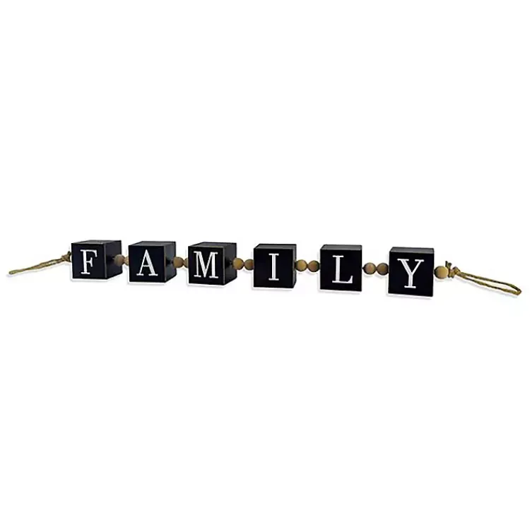 Outlet Family Wood Beaded Word Block Decorative Accents