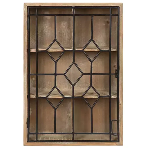 Kirklands Home Wall Storage|Farmhouse Chic Rustic Wood & Iron Wall Cabinet