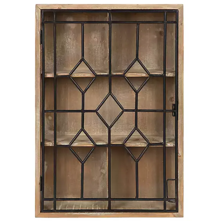 Kirklands Home Wall Storage|Farmhouse Chic Rustic Wood & Iron Wall Cabinet