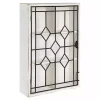 Kirklands Home Wall Storage|Farmhouse Chic White Wood & Iron Wall Cabinet