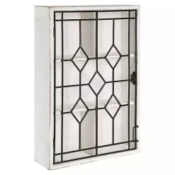 Kirklands Home Wall Storage|Farmhouse Chic White Wood & Iron Wall Cabinet