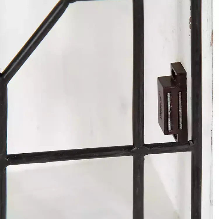 Kirklands Home Wall Storage|Farmhouse Chic White Wood & Iron Wall Cabinet