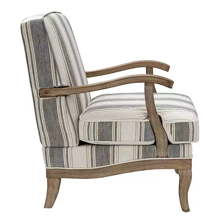 Kirklands Home Accent Chairs|Farmhouse Gray & Brown Striped Armchairs, Set of 2