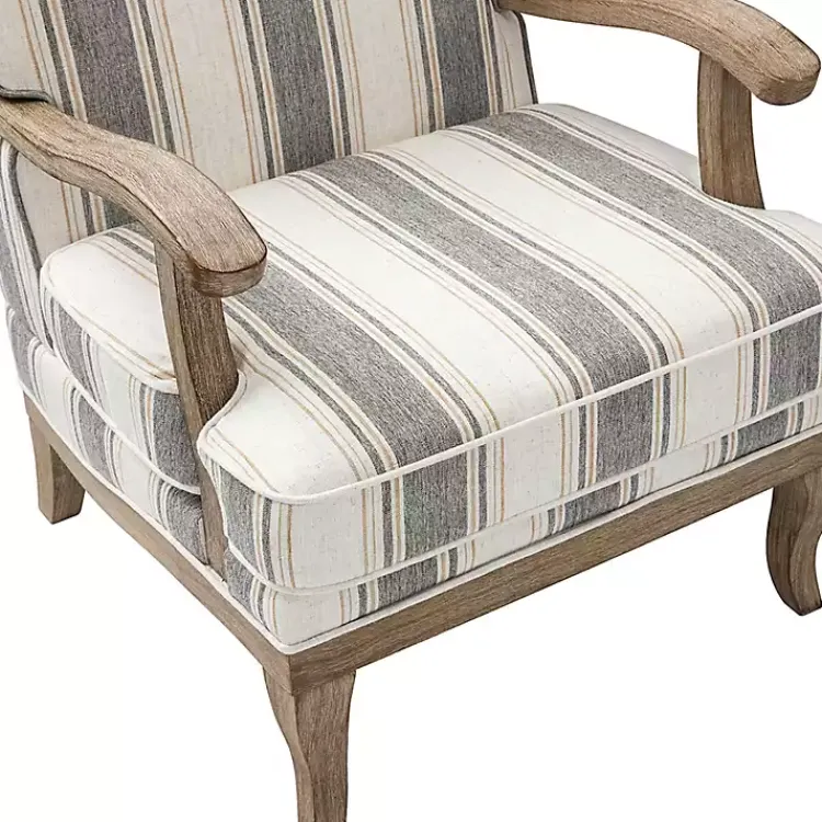 Kirklands Home Accent Chairs|Farmhouse Gray & Brown Striped Armchairs, Set of 2