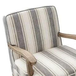 Kirklands Home Accent Chairs|Farmhouse Gray & Brown Striped Armchairs, Set of 2
