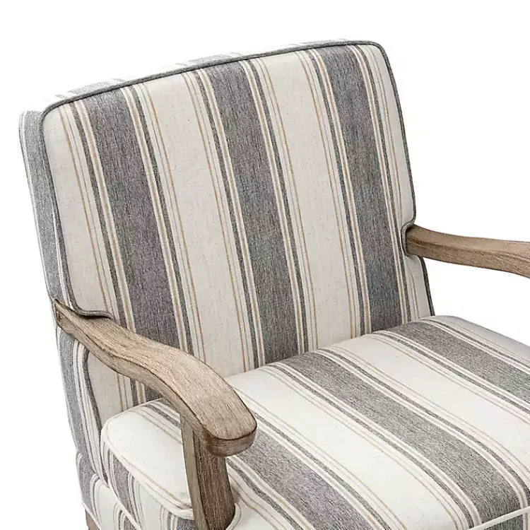 Kirklands Home Accent Chairs|Farmhouse Gray & Brown Striped Armchairs, Set of 2