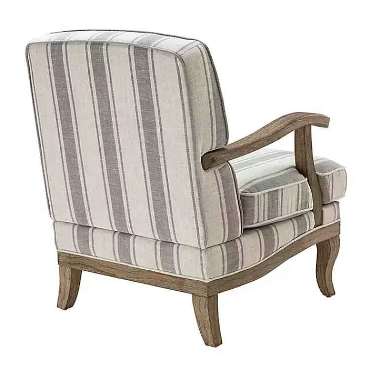 Kirklands Home Accent Chairs|Farmhouse Gray & Ivory Striped Armchair