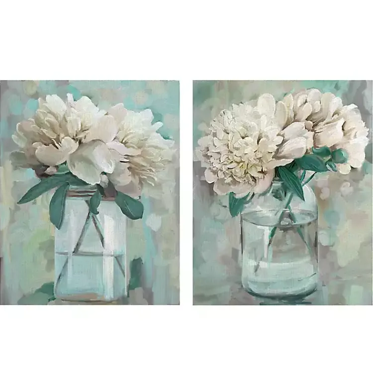 Kirklands Home Canvas Art|Farmhouse Peonies Canvas Art Prints, Set of 2