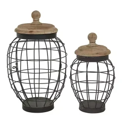 Best Farmhouse Wire Frame 2-pc. Decorative Jar Set Decorative Bowls & Jars