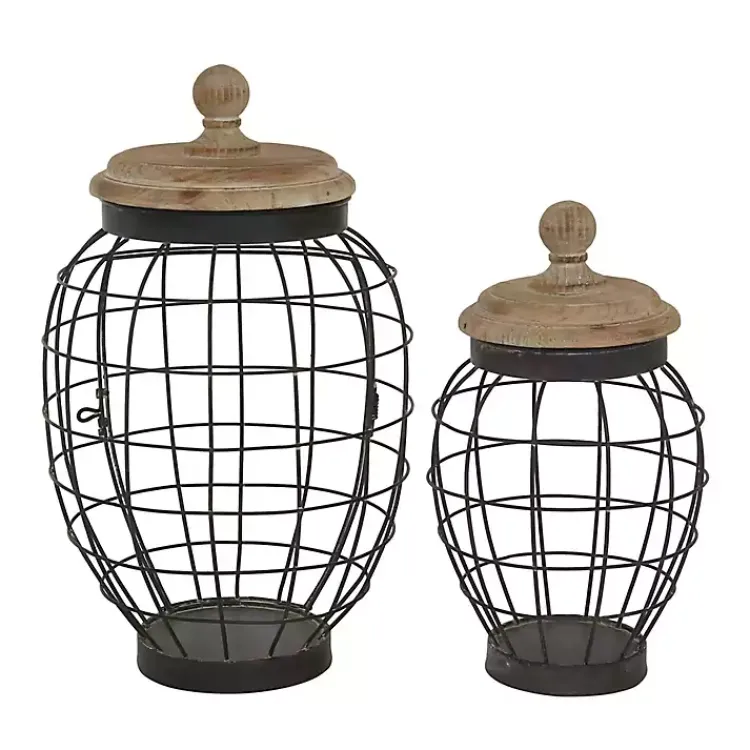 Best Farmhouse Wire Frame 2-pc. Decorative Jar Set Decorative Bowls & Jars