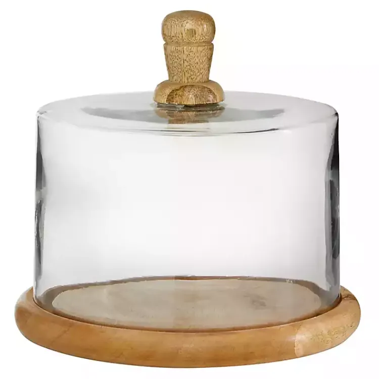 Best Farmhouse Wood and Glass Cloche, 6 in. Decorative Accents