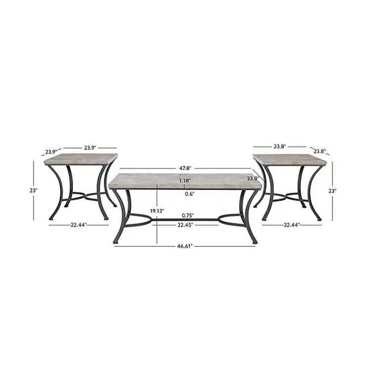 Kirklands Home Coffee Tables|Faux Concrete 3-pc. Coffee & Side Table Set Tan
