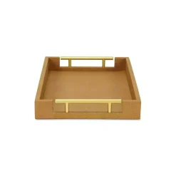 Discount Faux Leather Camel Tray Decorative Trays