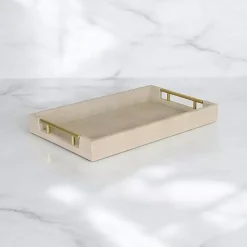Clearance Faux Leather Ivory Tray Decorative Trays