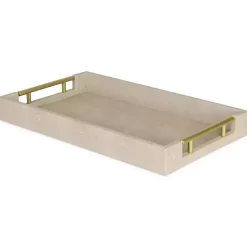 Clearance Faux Leather Ivory Tray Decorative Trays