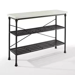 Kirklands Home Console Tables|Faux Marble Top 3-Tier Melody Console Table Black