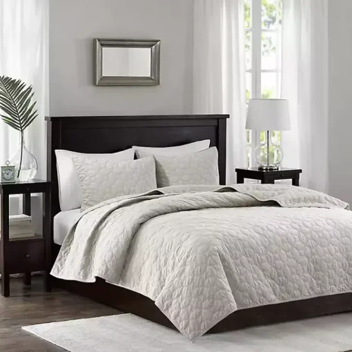 Kirklands Home Bedspreads & Coverlets|Faux Velvet California King 3-pc. Coverlet Set White