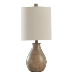 Kirklands Home Table Lamps|Faux Wood Accent Table Lamp White