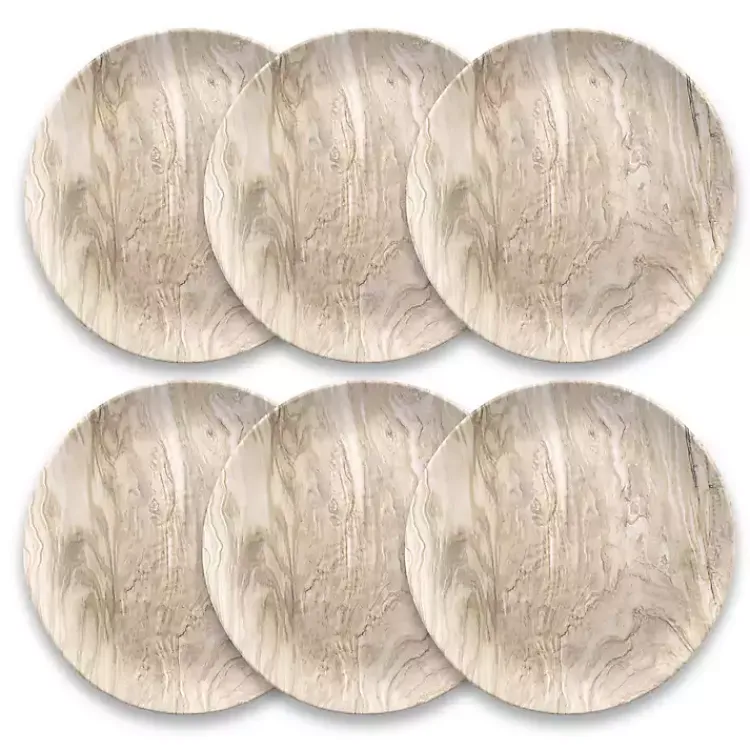 Kirklands Home Outdoor Dining|Faux Wood Melamine Dinner Plates, Set of 6 Tan