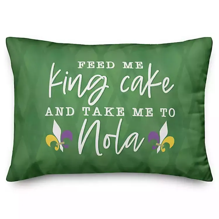 Best Feed Me King Cake Lumbar Pillow Mardi Gras Decorations