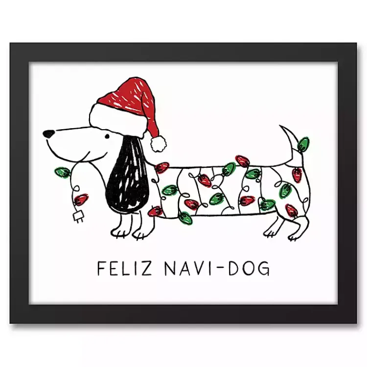 Clearance Feliz Navidog Canvas Wall Plaque Christmas Art & Wall Decor