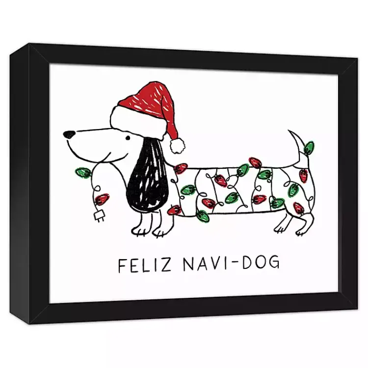 Clearance Feliz Navidog Canvas Wall Plaque Christmas Art & Wall Decor