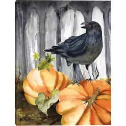 Hot Festive Raven Pumpkins Harvest Wall Art Fall