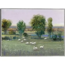 Kirklands Home Canvas Art|Field of Sheep Framed Canvas Art Print Green