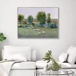 Kirklands Home Canvas Art|Field of Sheep Framed Canvas Art Print Green