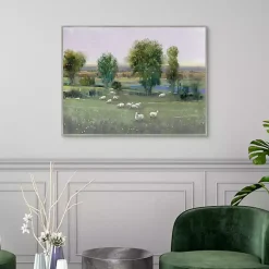 Kirklands Home Canvas Art|Field of Sheep Framed Canvas Art Print Green