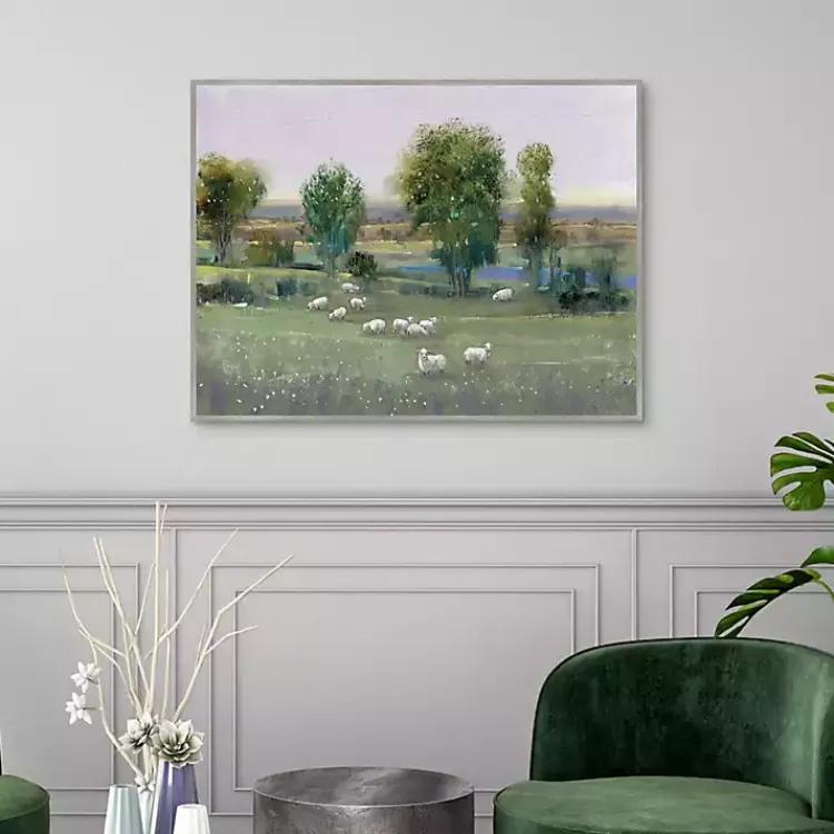 Kirklands Home Canvas Art|Field of Sheep Framed Canvas Art Print Green