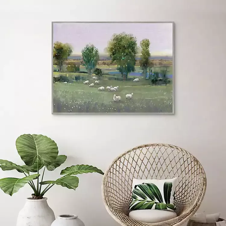 Kirklands Home Canvas Art|Field of Sheep Framed Canvas Art Print Green