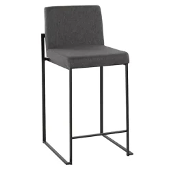 Kirklands Home Bar Stools & Counter Height Stools|Fiji Charcoal Upholstered Counter Stools, Set of 3 Gray