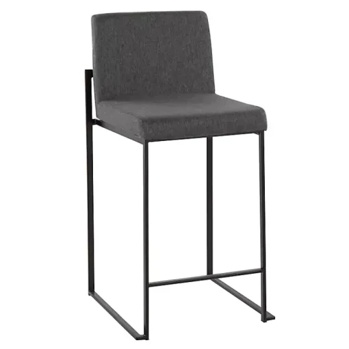 Kirklands Home Bar Stools & Counter Height Stools|Fiji Charcoal Upholstered Counter Stools, Set of 3 Gray