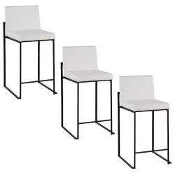 Kirklands Home Bar Stools & Counter Height Stools|Fiji Faux Leather Counter Stools, Set of 3 White