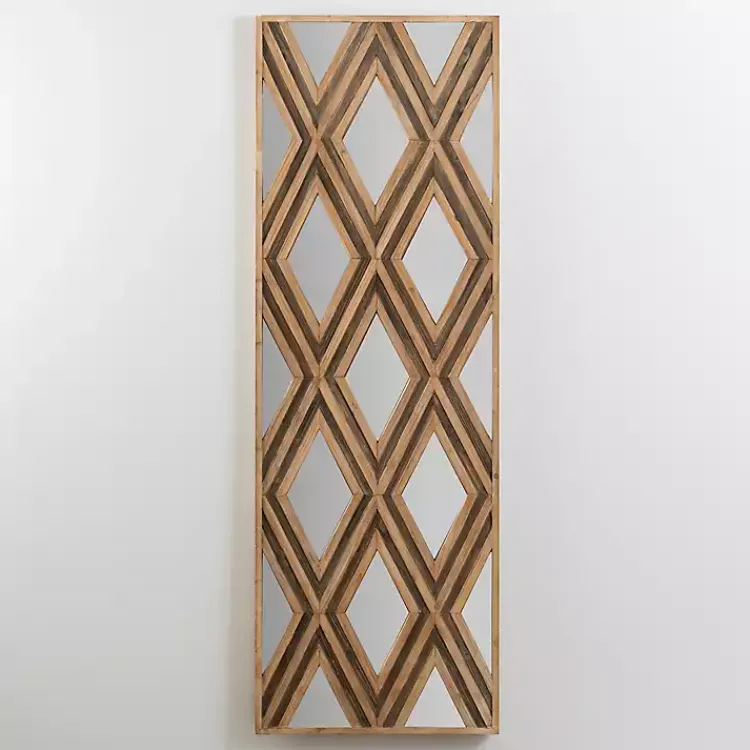 Kirklands Home Wall Plaques|Fir Wood Diamond Mirrored Wall Plaque