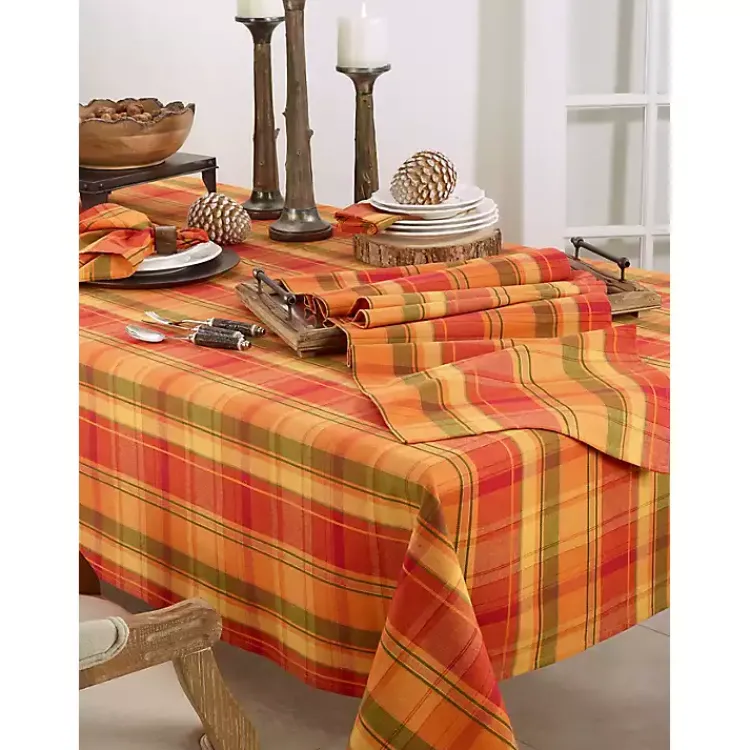 Discount Fire Orange Plaid Harvest Napkins, Set of 4 Fall