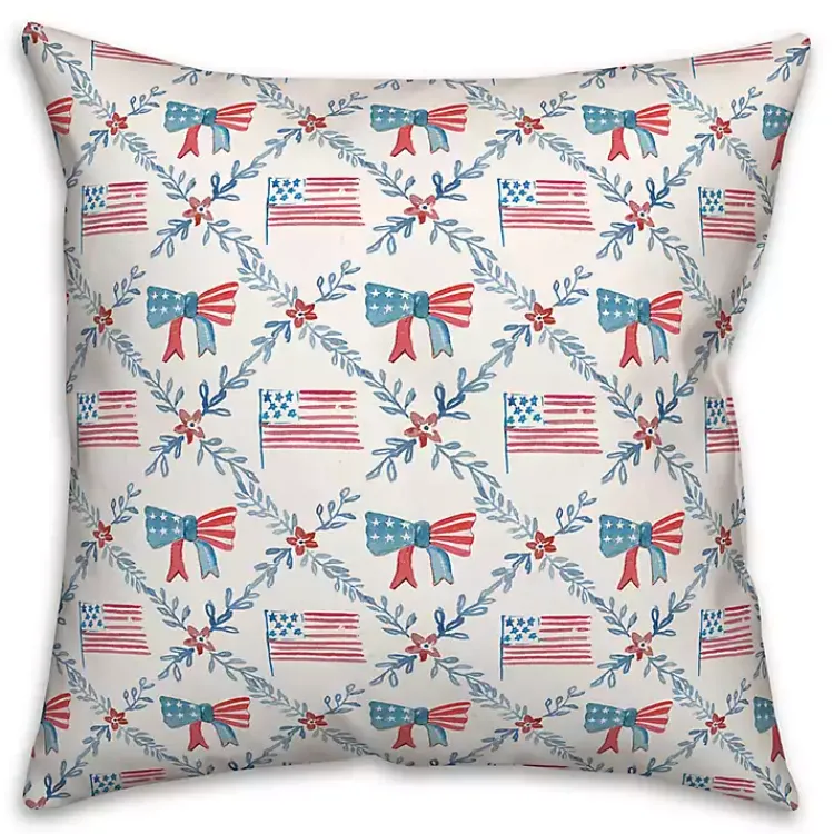 Kirklands Home Outdoor Cushions & Pillows|Flags and Bows 4th of July Indoor/Outdoor Pillow